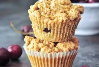 Cherry Zucchini Crumb Muffins with Cherry Streusel