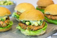 Crispy Salmon Burgers with Lemon-Dill Sauce