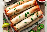 Crispy Baked Mackerel Flautas with Lime Crema