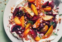 Roasted Beet and Labneh Salad with Mint and Pistachios