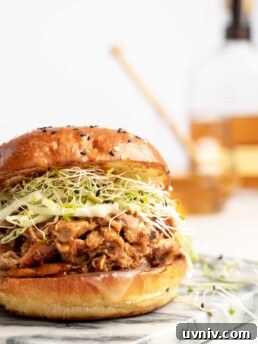 Chicken in slow cooker with honey bourbon BBQ sauce