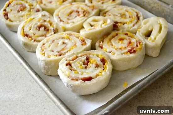 Cheesy Bacon Garlic Pinwheels Recipe — Crowd-Pleasing Appetizer 2 Cheesy Rolls, Cheddar Bacon Garlic Pinwheels recipe