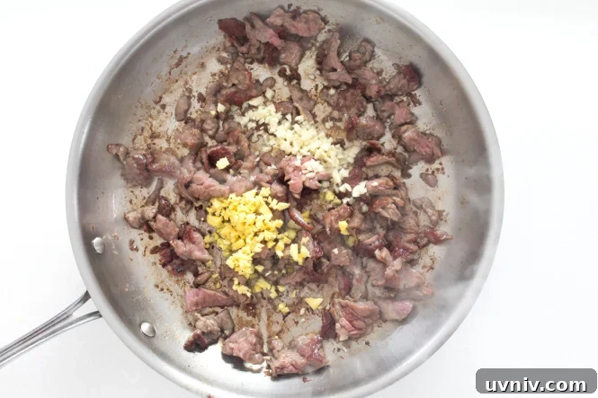 Quick Beef and Broccoli Stir-Fry in 20 Minutes 5 stir frying steak with ginger and garlic