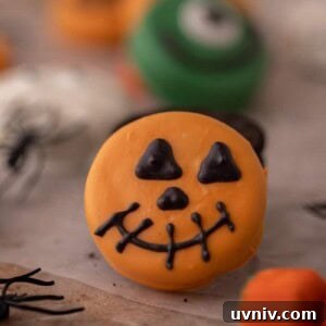 Chocolate covered Oreos spooky halloween pumpkin