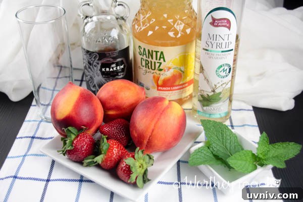 Peach and Strawberry Rum Mojito Recipe for Summer Cocktails 4 Ingredients for Peach & Strawberry Rum Mojito
