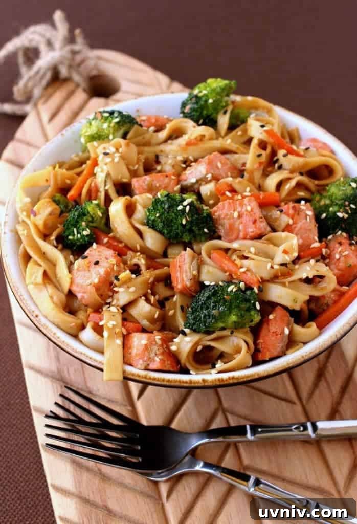 Quick Salmon Noodle Bowl Recipe for Weeknight Dinners 2 Make this Quick Salmon Noodle Bowl instead of ordering take out!
