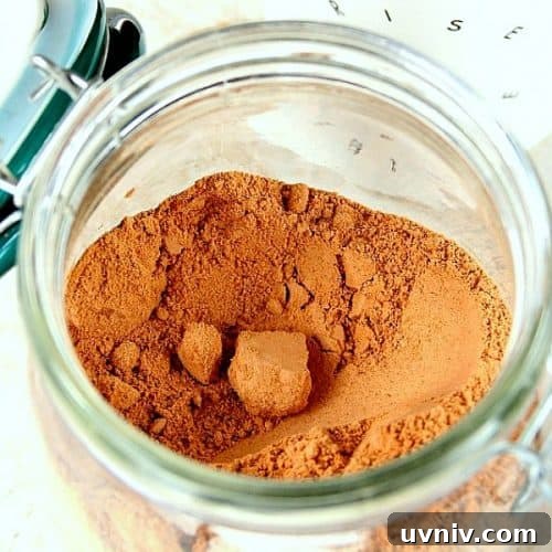 Homemade Hot Chocolate Mix in a jar.