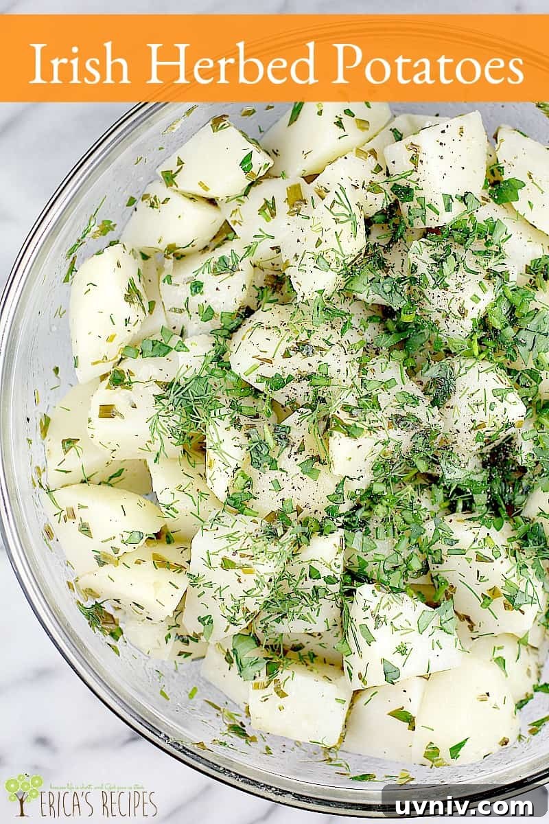 This cozy warm side dish with seasoned boiled potatoes is perfect for St Patrick's Day or any occasion to get your Irish herbed potatoes, Irish food game on.