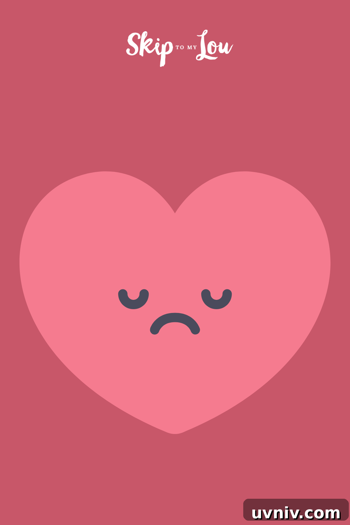 Heartbreaking Love Quotes That Capture Lost Romance and Longing 2 Image shows an image of a simple heart with sad eyes, over a red background