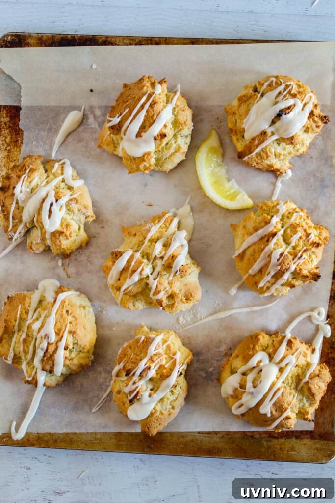 Gluten-Free Lemon Scones Recipe — Light, Zesty, Quick to Make 6 lemonade scones on a baking sheet