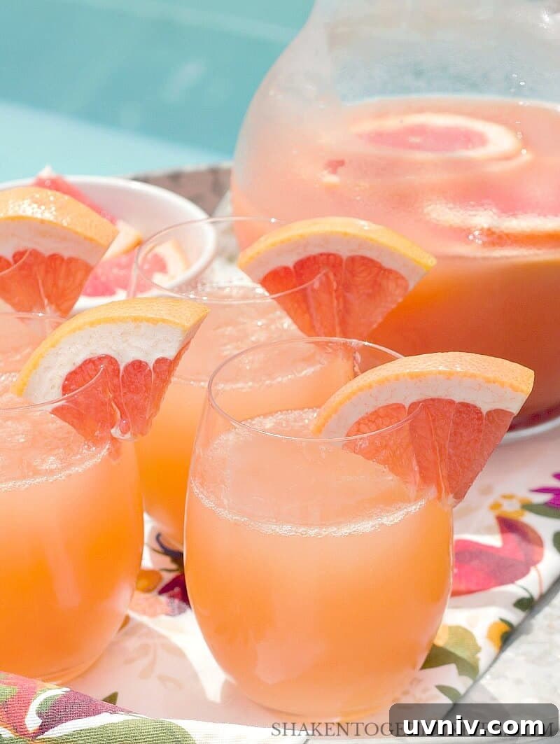 Ruby Red Grapefruit Mimosas on flower tray