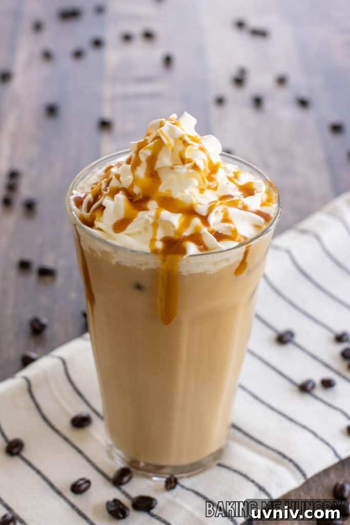 Creamy Caramel Iced Coffee Recipe You’ll Love 3 caramel iced coffee recipe topped with whipped cream and caramel syrup
