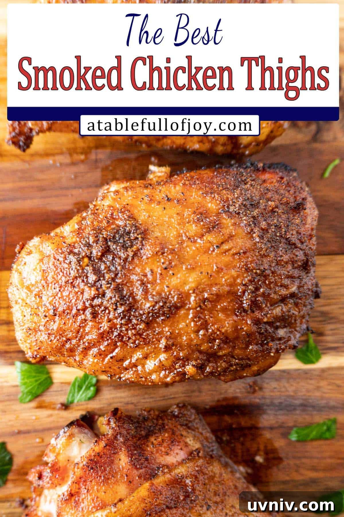 Juicy Smoked Chicken Thighs: Tender, Flavorful BBQ Recipe 15 smoked chicken thighs pinterest image