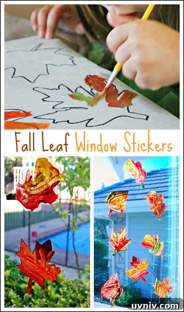 Fall Leaves Window Decals for Contact Paper – Autumn Home Decor 2 Contact Paper Window Stickers - Fall Leaves. These are so fun to create and look like beautiful sun catchers hanging in your window.