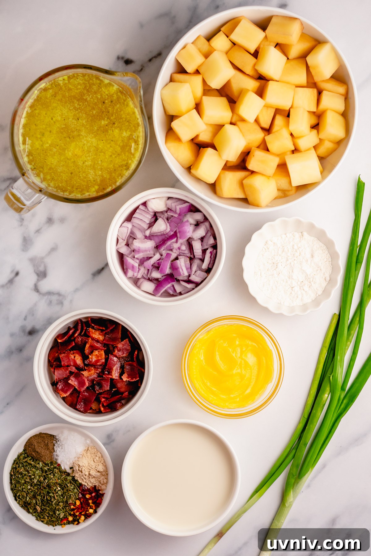 Instant Pot Potato & Bacon Chowder with Paleo, Whole30 & Slow Cooker Options 2 Potato Bacon Soup Ingredients