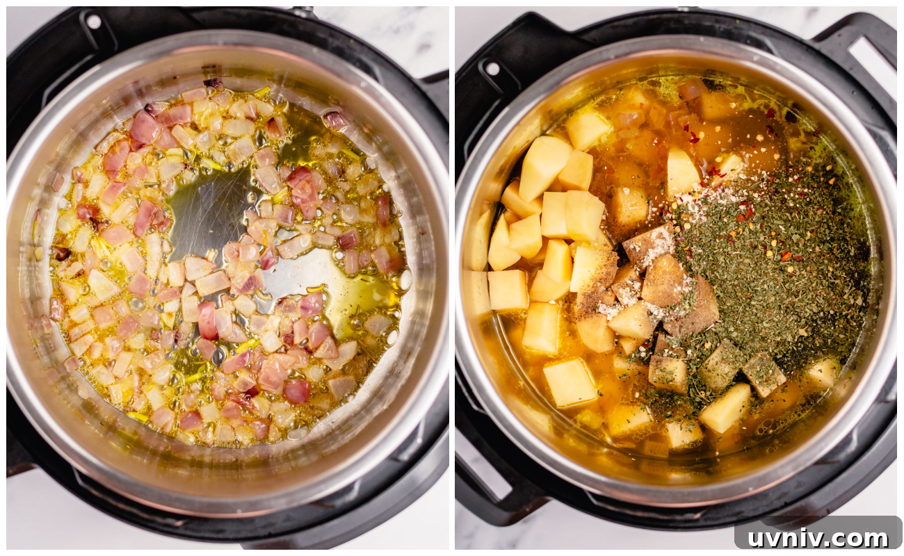 Instant Pot Potato & Bacon Chowder with Paleo, Whole30 & Slow Cooker Options 3 Potato Bacon Soup Process