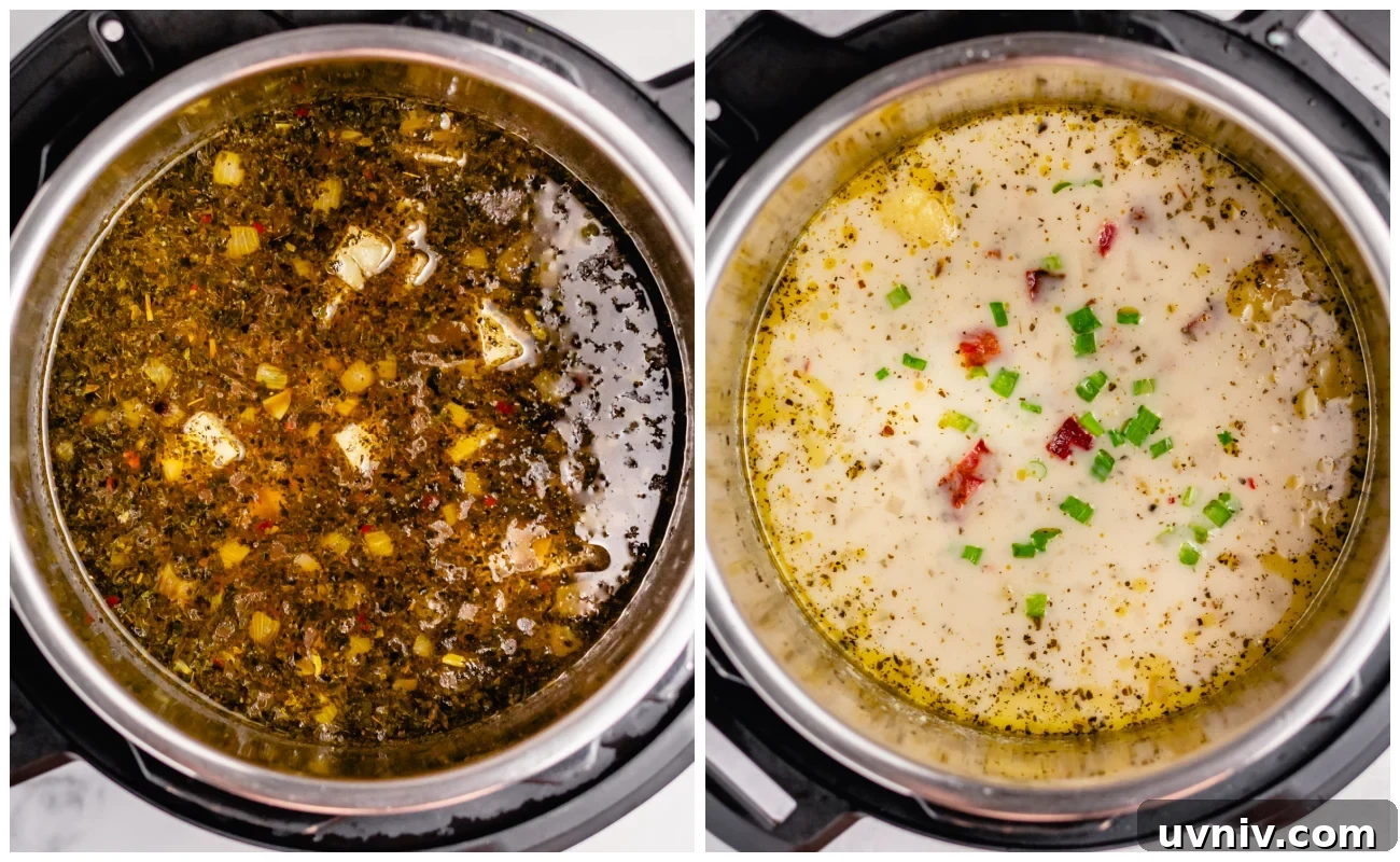 Instant Pot Potato & Bacon Chowder with Paleo, Whole30 & Slow Cooker Options 4 Potato Bacon Soup Process
