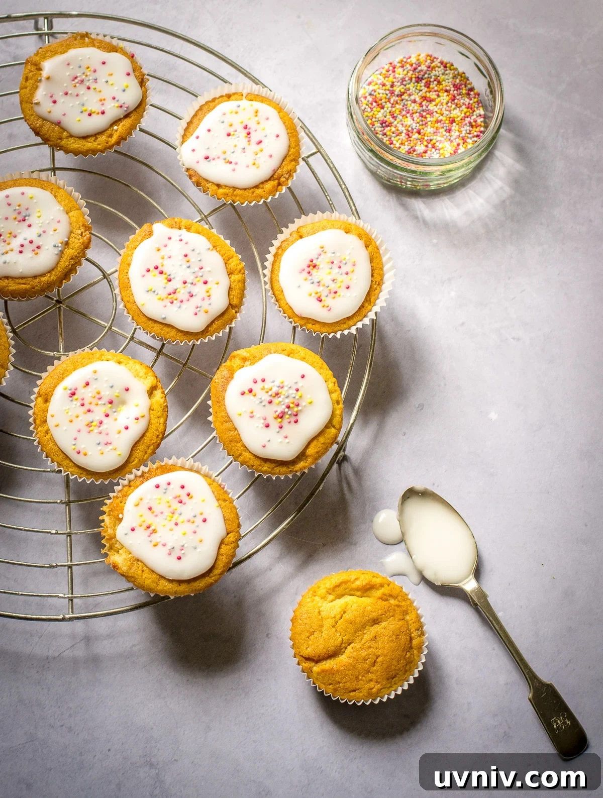 Vegan Fairy Cakes Recipe: Light, Fluffy Mini Cupcakes 2 Dairy free fairy cakes being iced