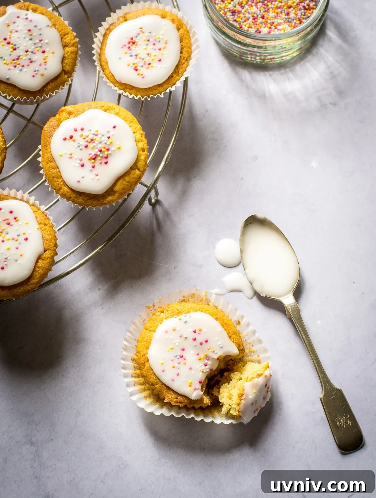 Vegan Fairy Cakes Recipe: Light, Fluffy Mini Cupcakes 7 Fairy cake with sprinkles