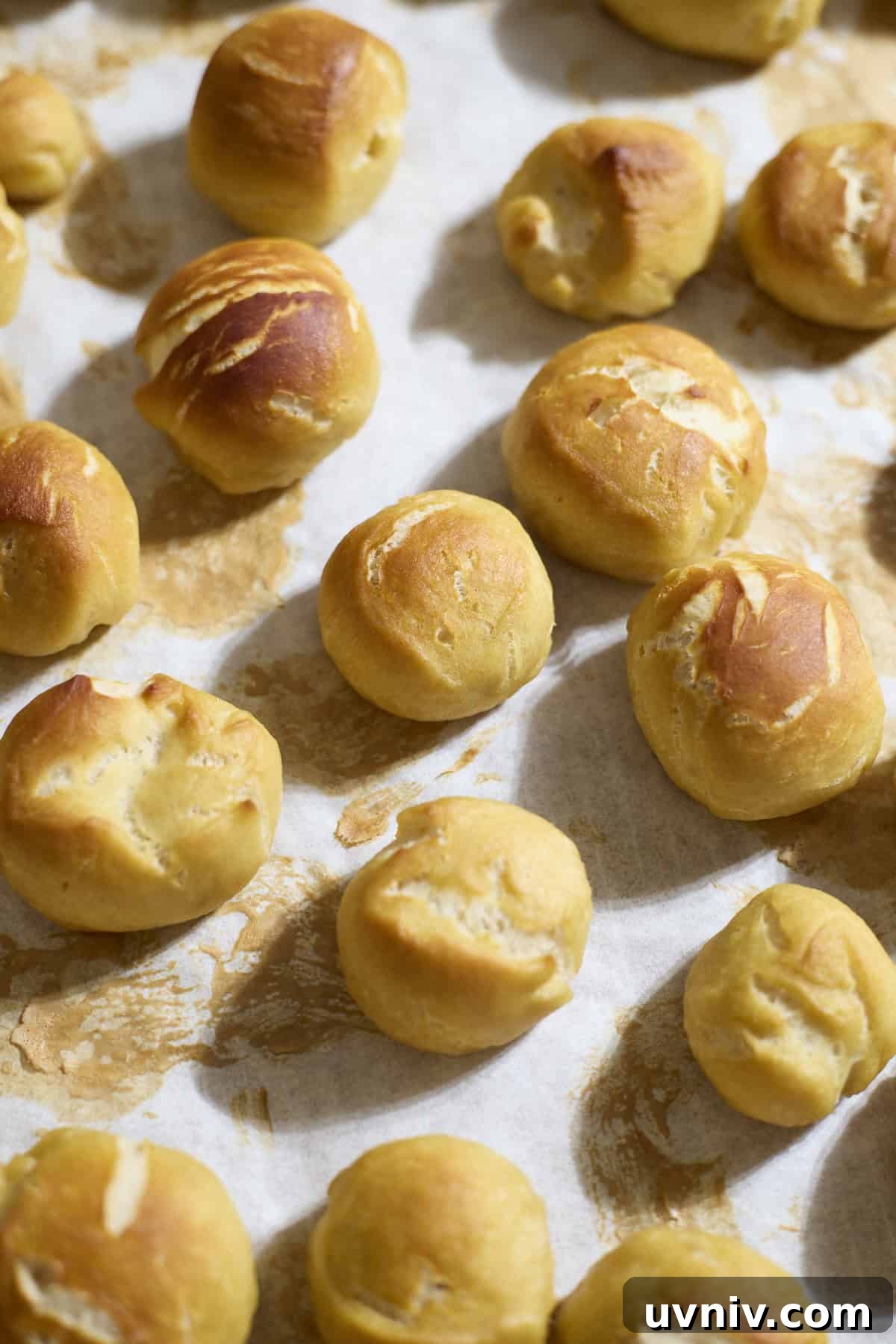 Pretzel bites after baking.