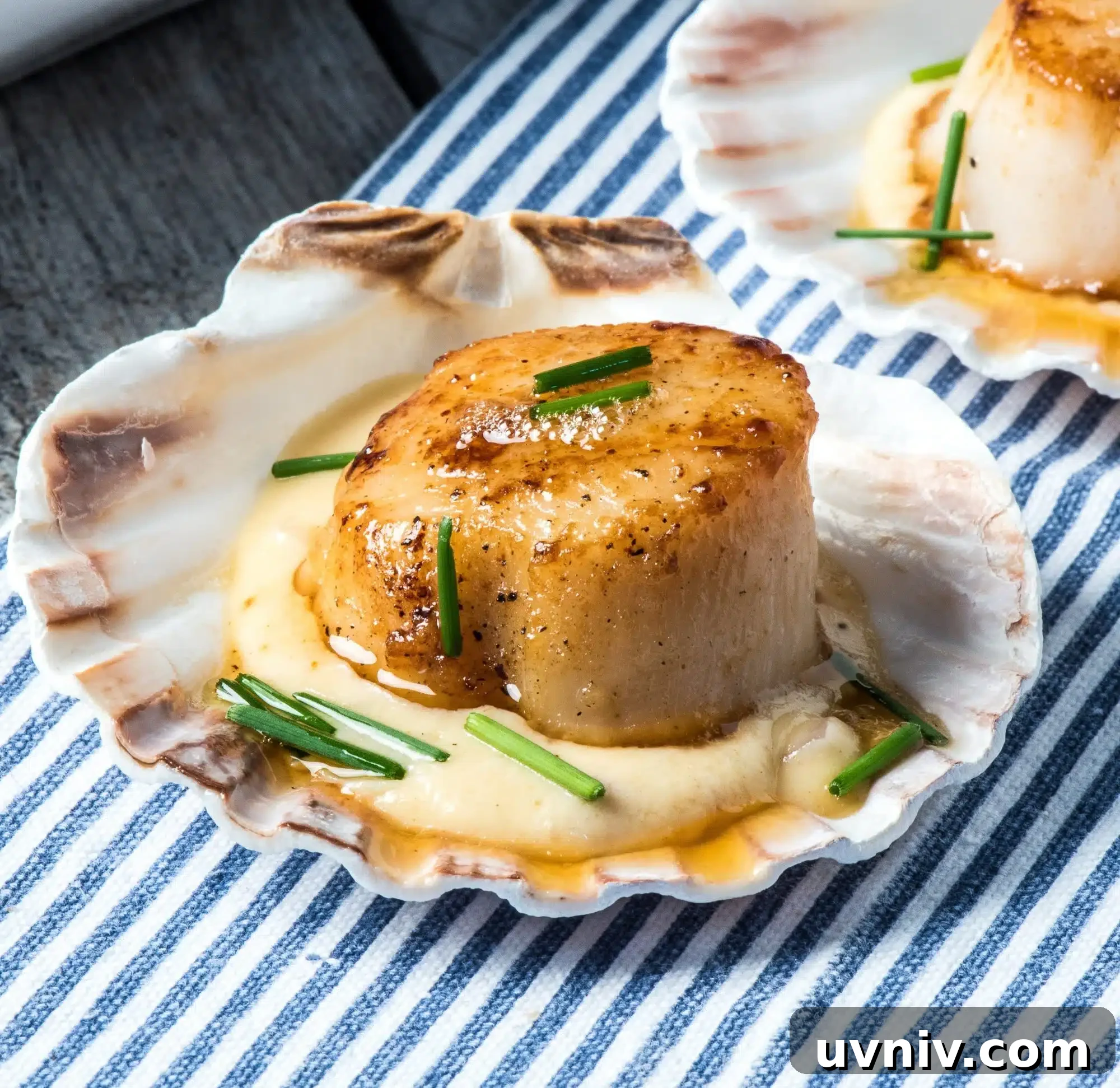 Searing scallops in a skillet