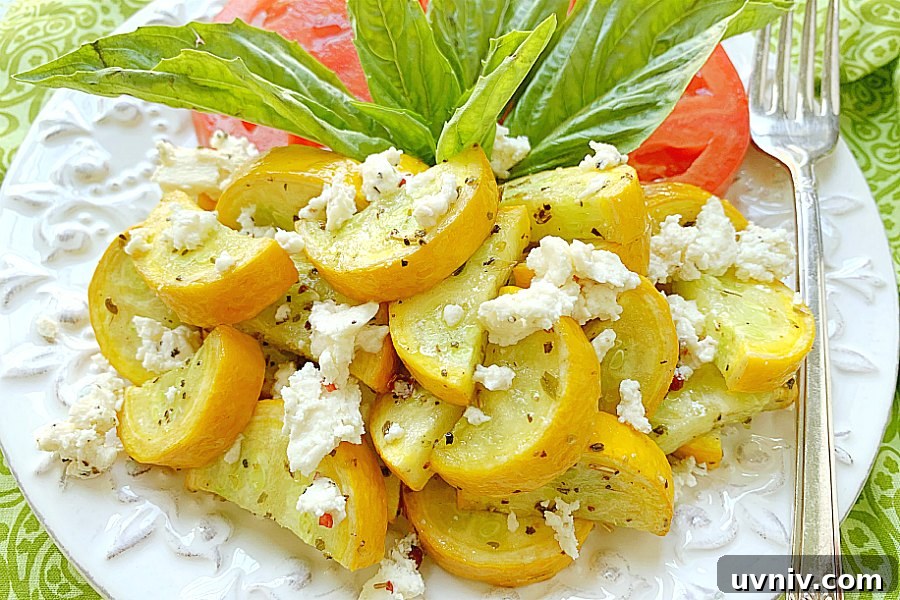 Crispy Air-Fried Summer Squash with Garlic and Parmesan 2 air fryer squash topped with feta cheese