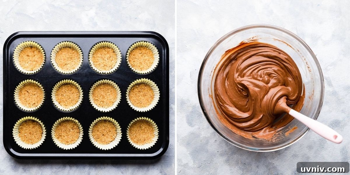 process shots of making mini cheesecakes
