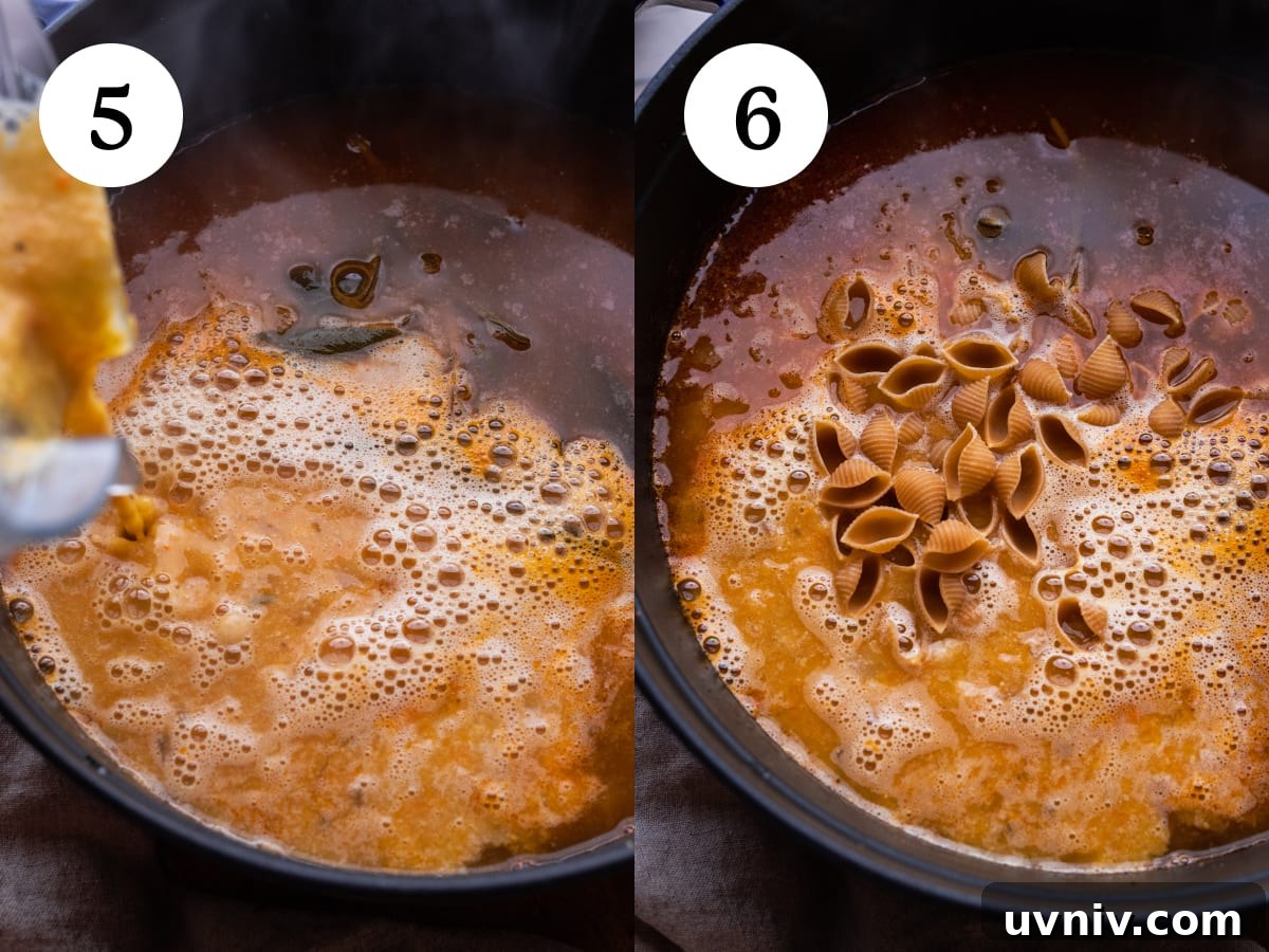 Pasta e Ceci: Classic Italian Pasta with Chickpeas Recipe 6 Photos in a collage showing how to make pasta e ceci.