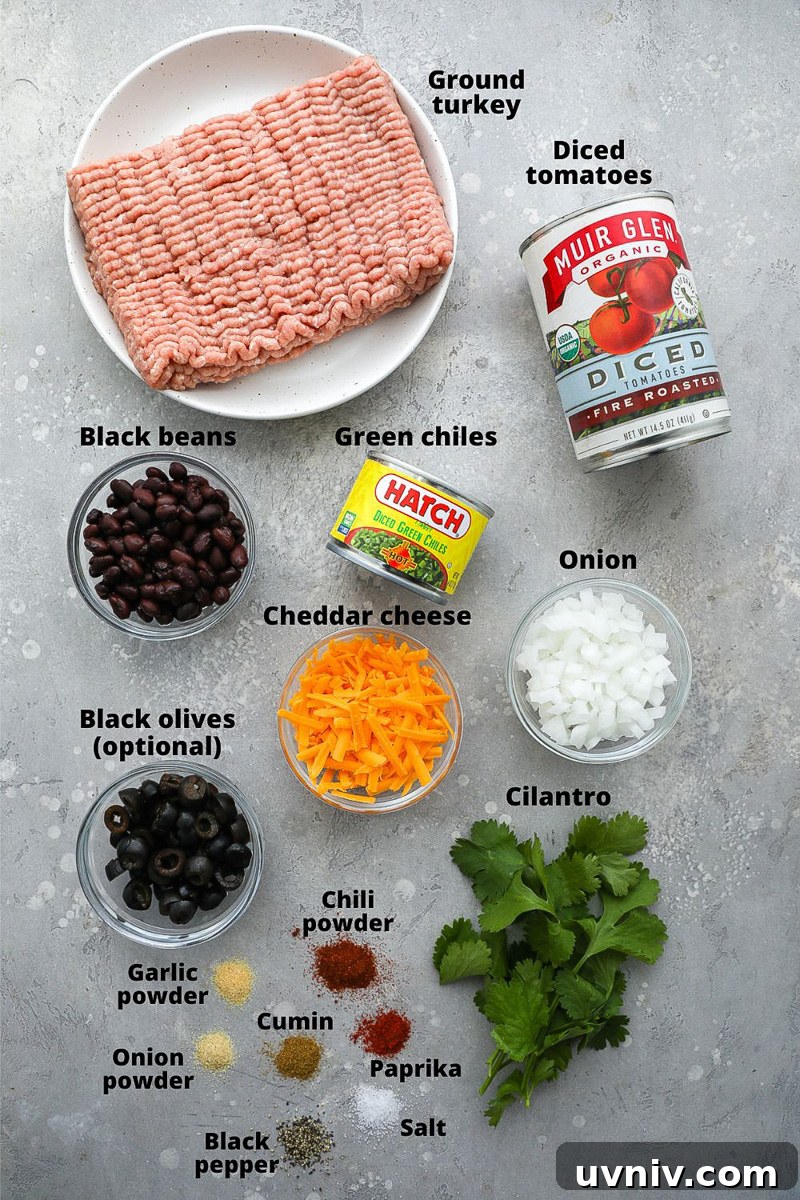 Cheesy Turkey Taco Skillet Dinner — One-Pan Weeknight Meal 3 Ingredients used to make a cheesy turkey taco skillet