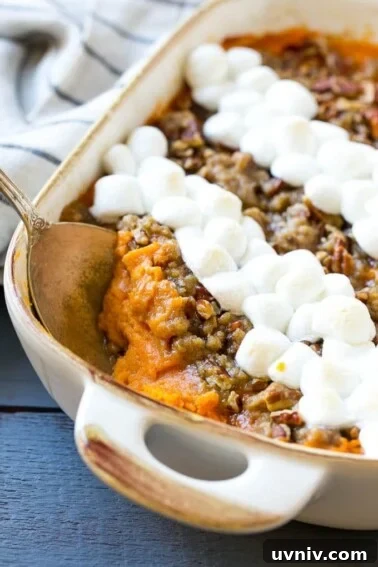 Sweet potato casserole with marshmallows.