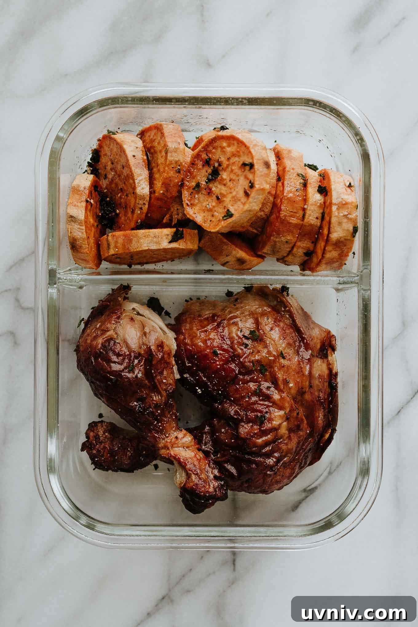 5 Rotisserie Chicken Lunch Prep Ideas for the Week 4 Rotisserie chicken thigh with sweet potatoes