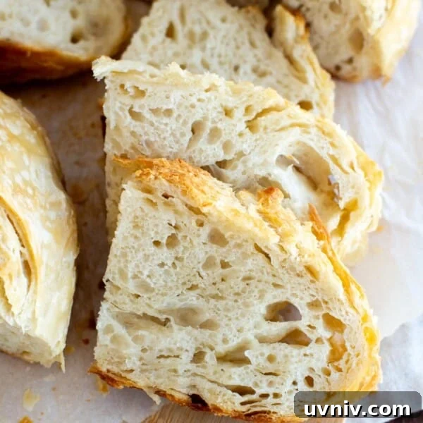 Sourdough Starter Ratios: How to Mix for Consistent Results 8 Slices of sourdough croissant bread on a cutting board.