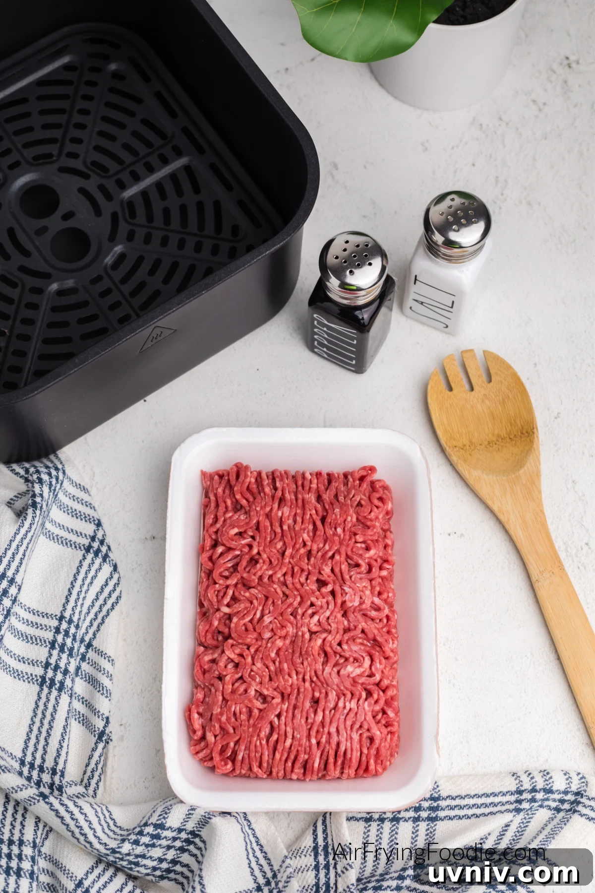 Ground beef in a package ready to cook.