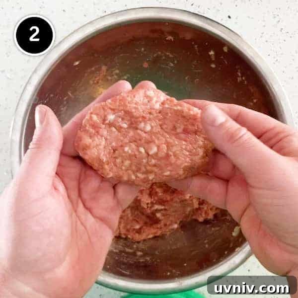 Shaping a pattie with meat by hand