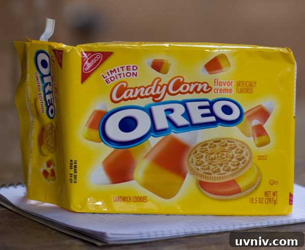 Candy Corn Oreos used in Halloween Cookie Bark.
