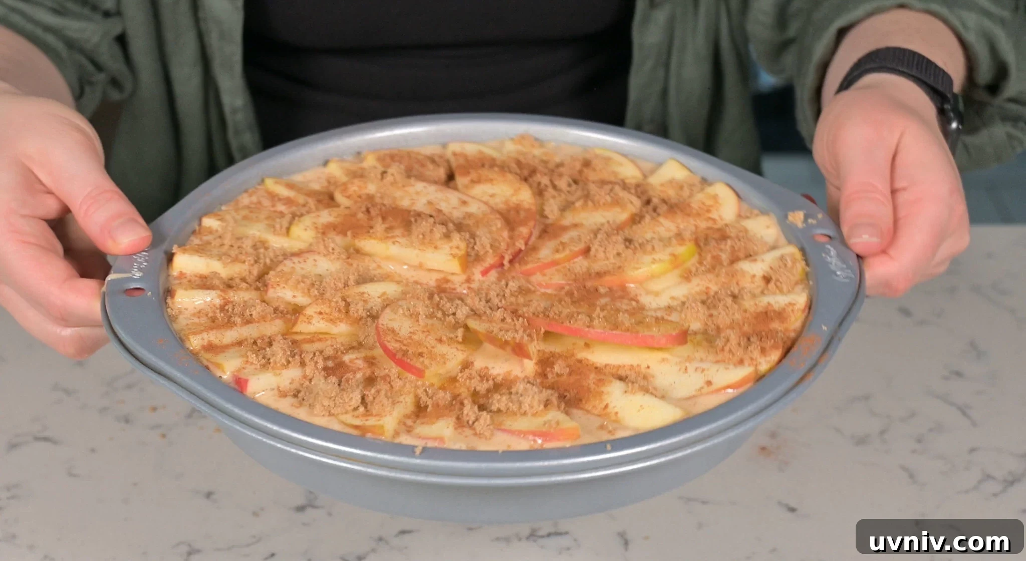 Classic Danish Æblekage Recipe — Rustic Apple Cake with Crumbs 22 Cake after decorating.
