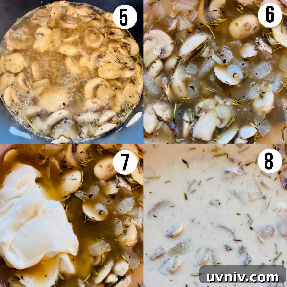 Creamy Wild Mushroom Soup Recipe — Comforting Homemade Soup 5 healthy mushroom soup process shots 5-8