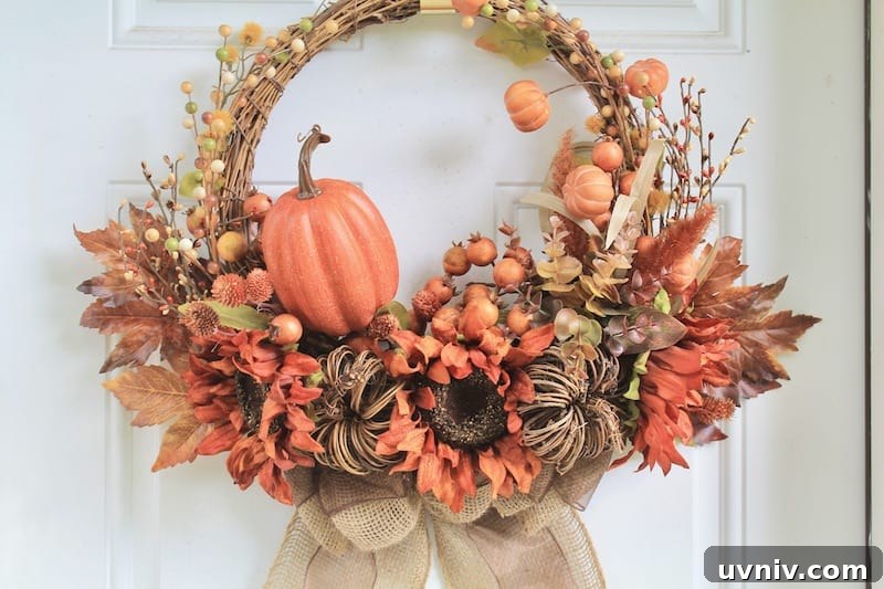 DIY Pumpkin Wreath with Burlap and Cozy Fall Spice Colors 11 fall or thanksgiving wreath for the front door