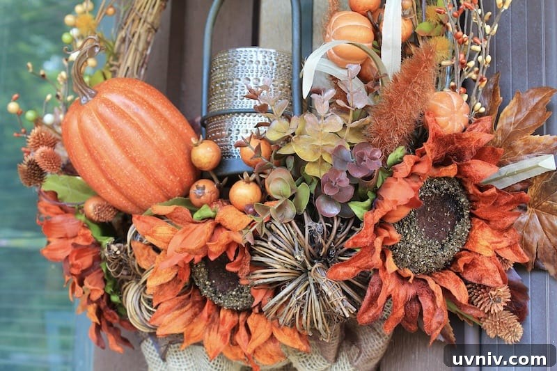 DIY Pumpkin Wreath with Burlap and Cozy Fall Spice Colors 21 festive diy fall pumpkin wreath