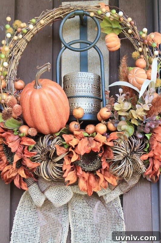 DIY Pumpkin Wreath with Burlap and Cozy Fall Spice Colors 22 how to make a pumpkin wreath