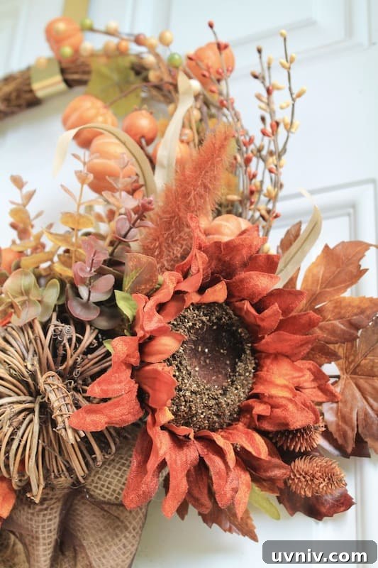DIY Pumpkin Wreath with Burlap and Cozy Fall Spice Colors 4 diy pumpkin wreath for your front door
