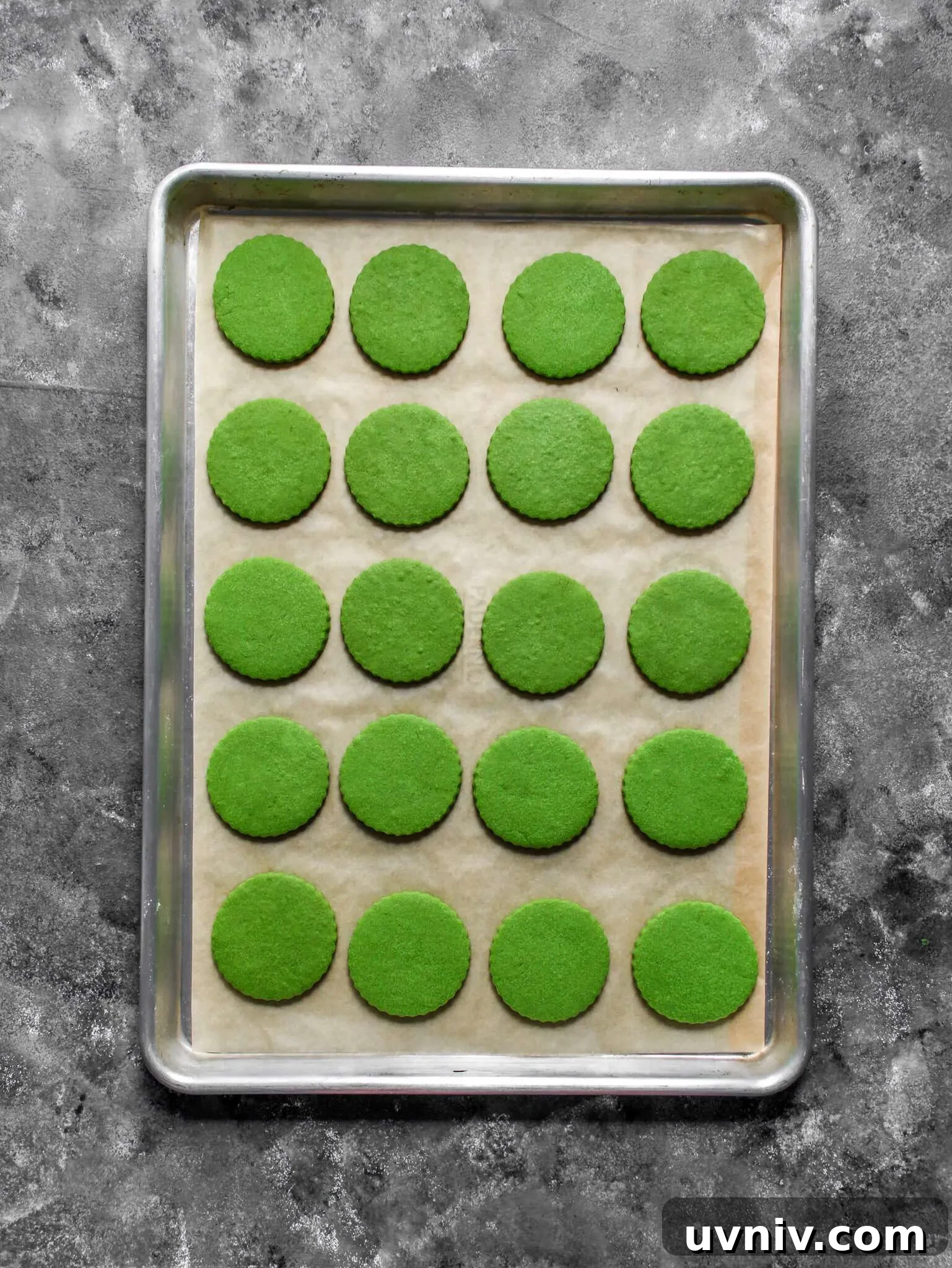 Matcha Cream Sandwich Cookies: Soft Green Tea Cookie Recipe 9 matcha sandwich cookies baked cookies on baking sheet