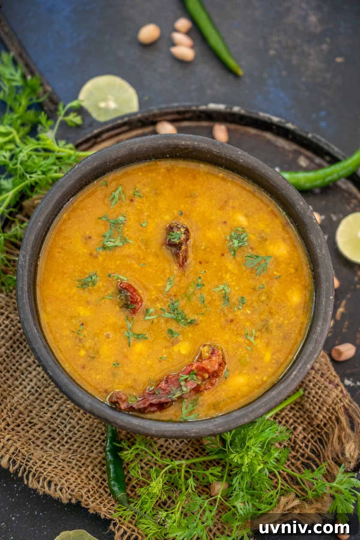 Gujarati Dal Recipe: Authentic Spiced Lentils from Gujarat 2 Gujarati dal served in a bowl.
