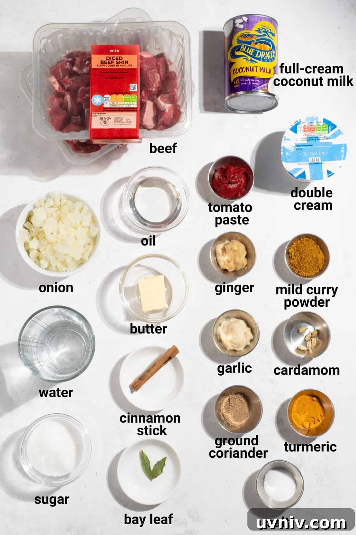 Coconut Milk Beef Curry Recipe: Rich, Creamy, Slow-Simmered 3 Beef curry ingredients.
