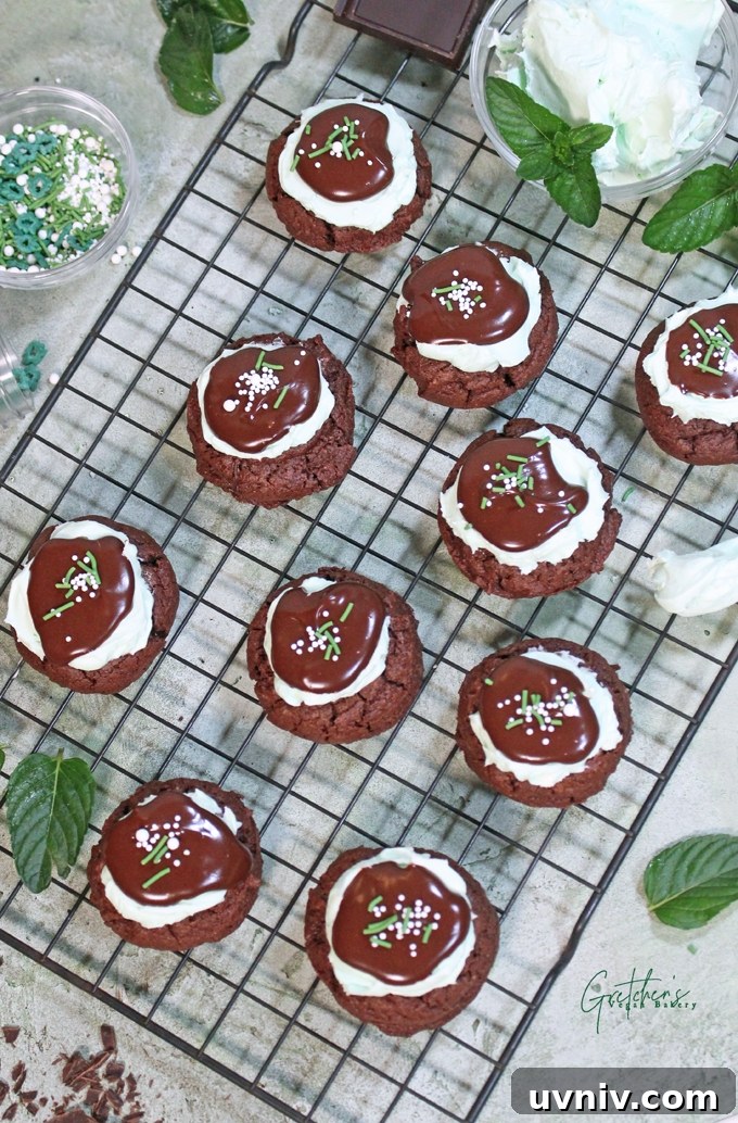 Chocolate Mint Thumbprint Cookies: Classic Recipe with Cool Filling 4 Chocolate Mint Thumbprints