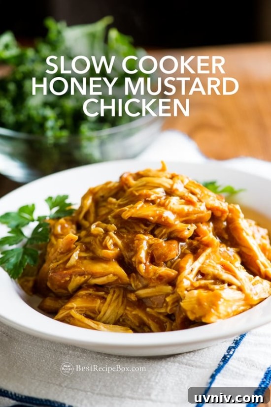 Slow Cooker Honey Mustard Chicken Recipe in Crock Pot | BestRecipeBox.com Slow Cooker Honey Mustard Chicken Recipe in Crock Pot in bowl