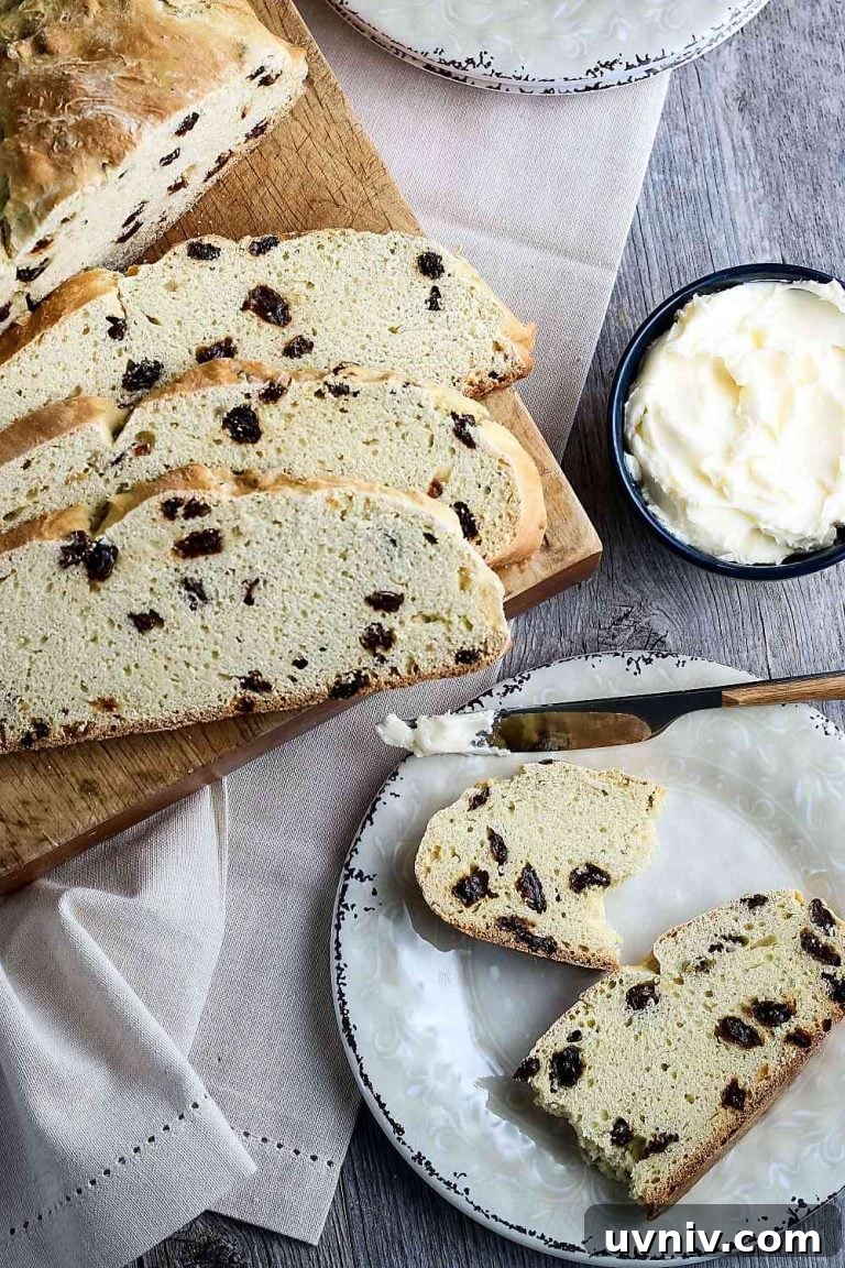 Traditional Irish Soda Bread Recipe for Homemade Loaves 2 sliced Irish soda bread with butter