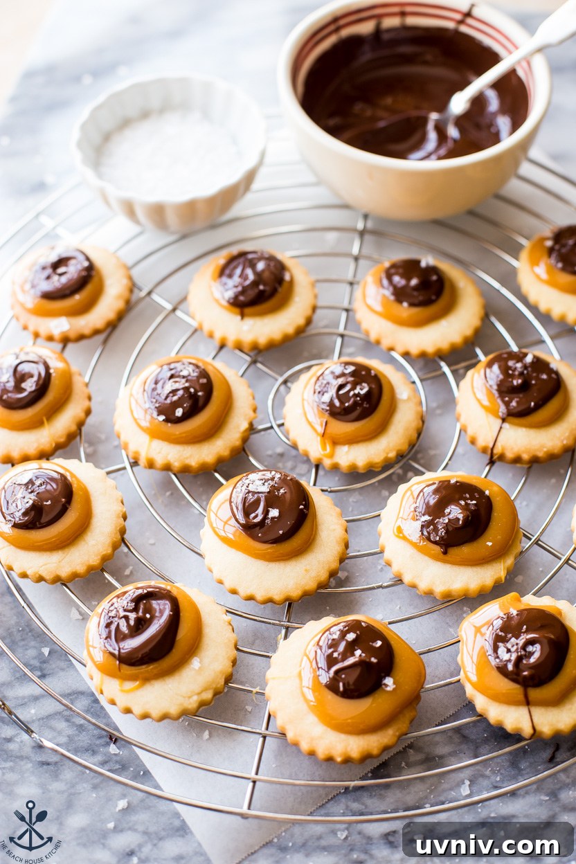 Twix Cookie Bars: Chewy Caramel Chocolate Treat Recipe 9 Twix cookies on a round wire rack