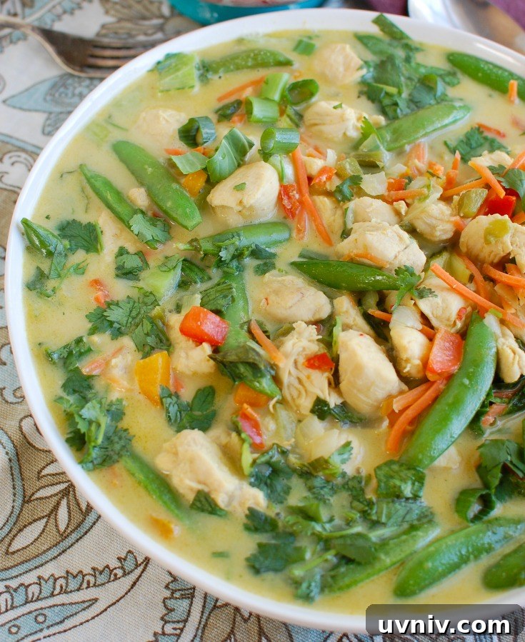 Authentic Thai Green Curry Chicken Recipe with Aromatic Herbs 4 Easy Green Curry Chicken in a white bowl