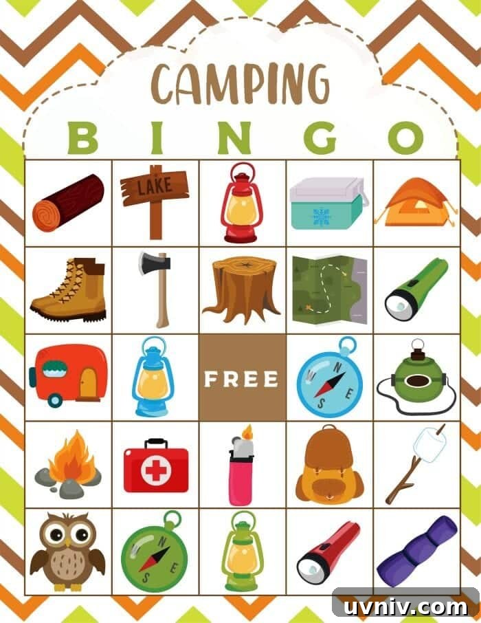 Outdoor Camping-Themed Party Ideas and Checklist 2 CAMPING BINGO